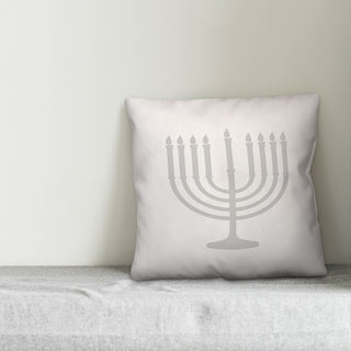 Gray Menorah 16"x16" Throw Pillow