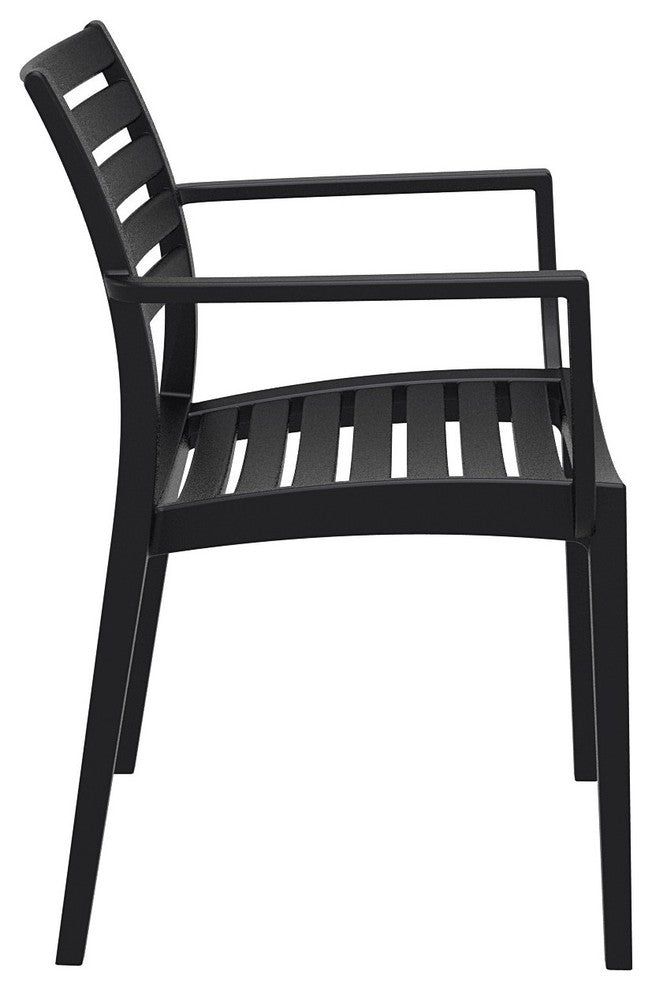Artemis Outdoor Dining Arm Chair, Set of 2, Black