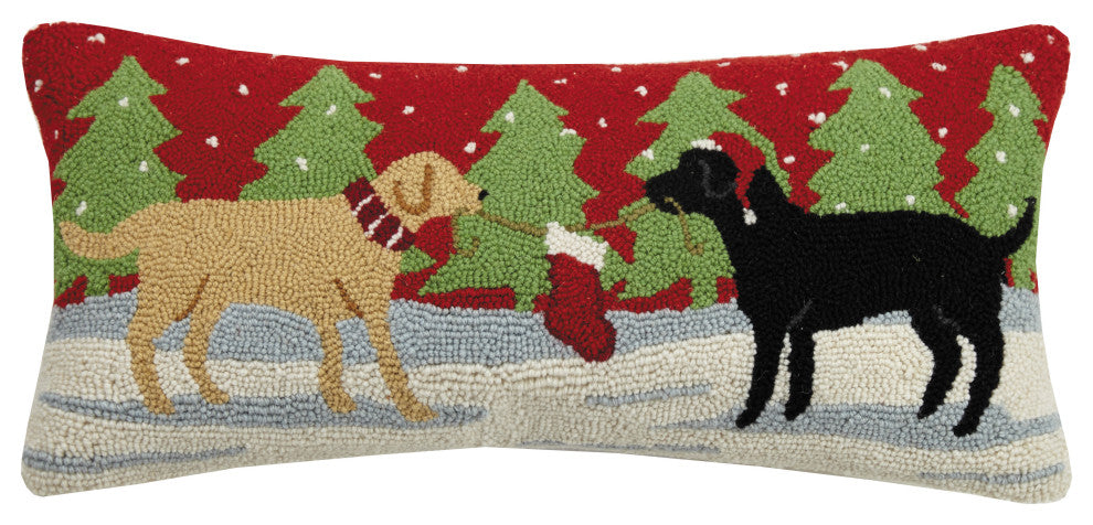 Playful Xmas Dogs Hook Pillow