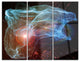 "Light Blue Lights of Network" Digital Metal Wall Art, 3 Panels, 36"x28"