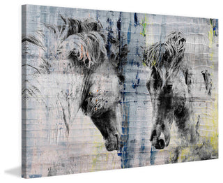 "Facing Horses" Painting Print on Wrapped Canvas, 30"x20"