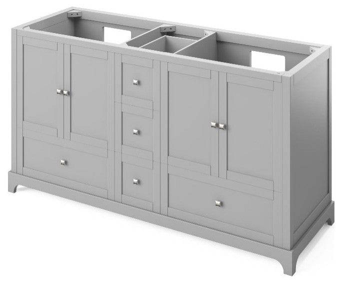 Addington Modern 60" Grey Double Sink Vanity, Boulder Cultured Marble Vanity Top