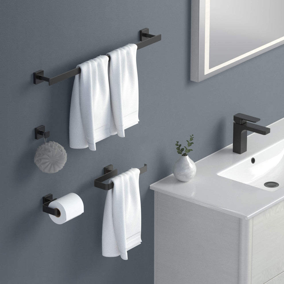 Blaze 4 Piece Bathroom Hardware Set, Matte Black