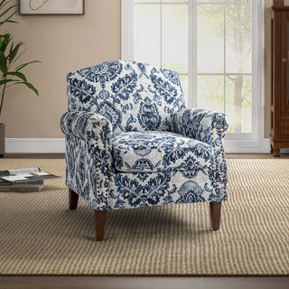 Comfy Armchair With Nailhead Trims, Navy