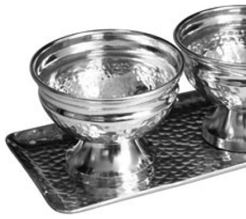 Hammered Serving Tray With Oblong Bowls