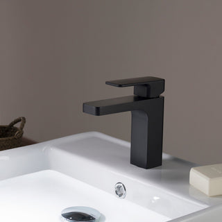 Blossom Brass Square Single Handle Bathroom Vanity Sink Faucet, Matte Black