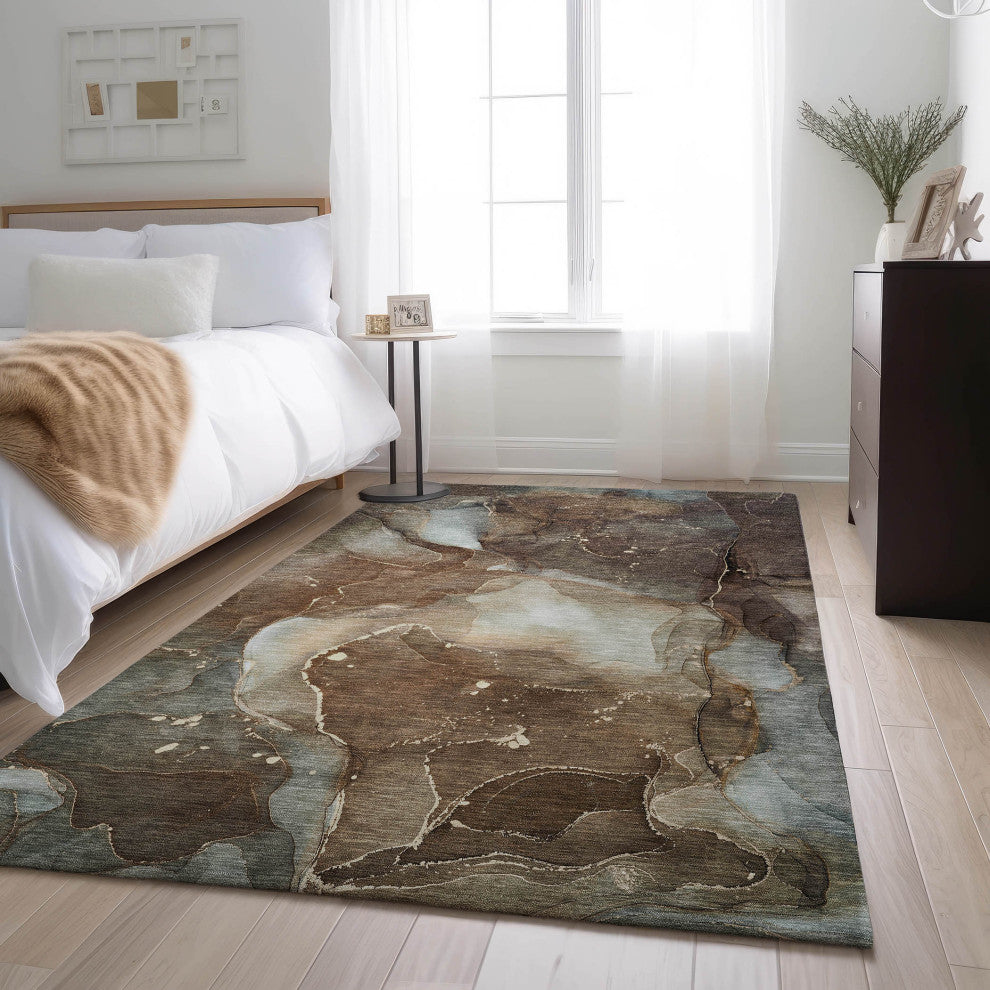 Premium Machine Washable Mayfield AMF522 Brown 10' x 14' Rug