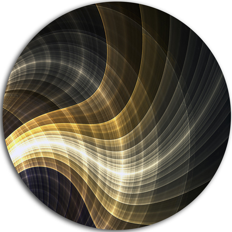 Yellow Fractal Light Art, Abstract Digital Art Disc Metal Artwork, 38"
