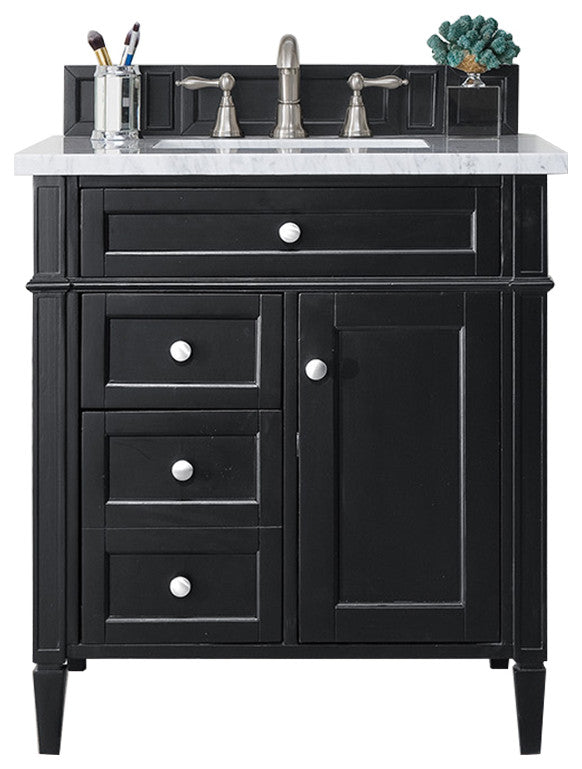 Brittany 30" Single Vanity, Black Onyx, Carrara Marble