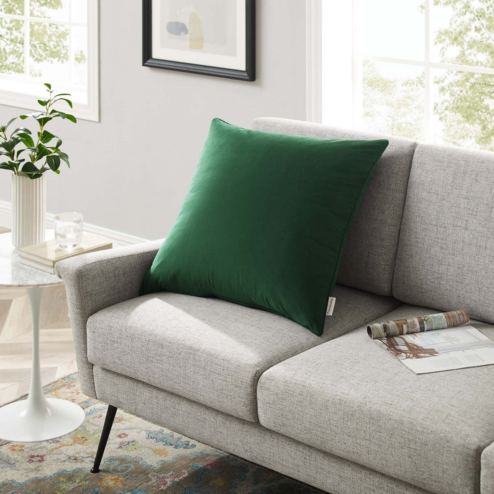 Enhance 24" Performance Velvet Throw Pillow, Green