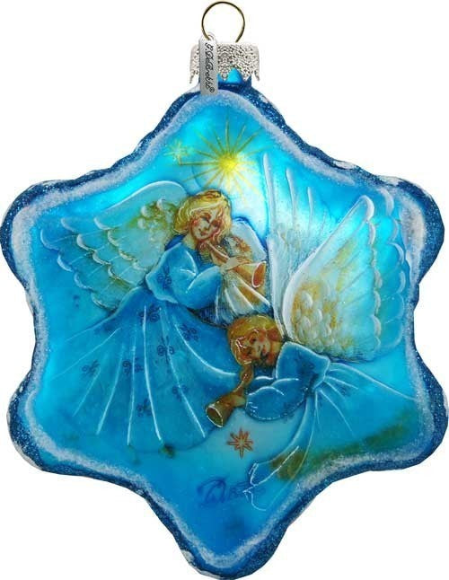 Hand Painted Guardian Snowflake Glass Scenic Ornament
