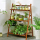 Costway 3 Tier Folding Shelf Stand Bamboo Flower Pot Display Rack Organizer