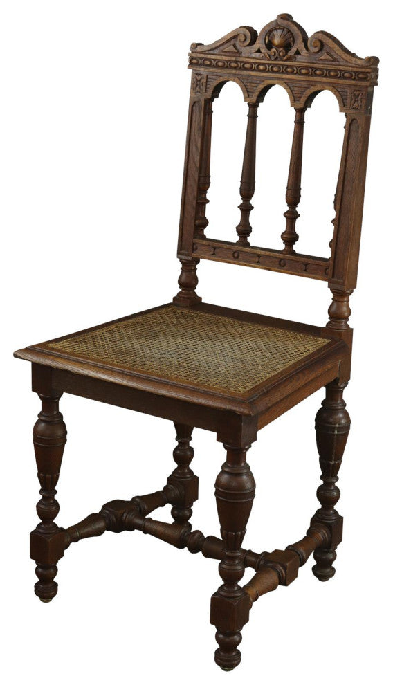 Consigned Ornate Chestnut Dining Chair - Renaissance Style