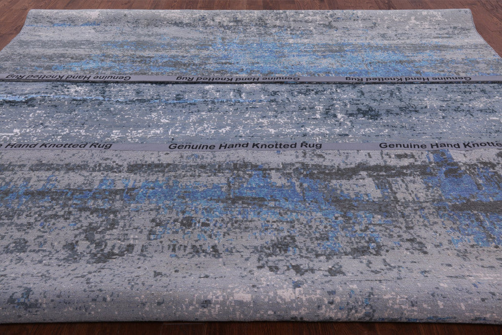 Wool and Silk Modern Hand Knotted Rug 10' 0" X 14' 2" Q7123