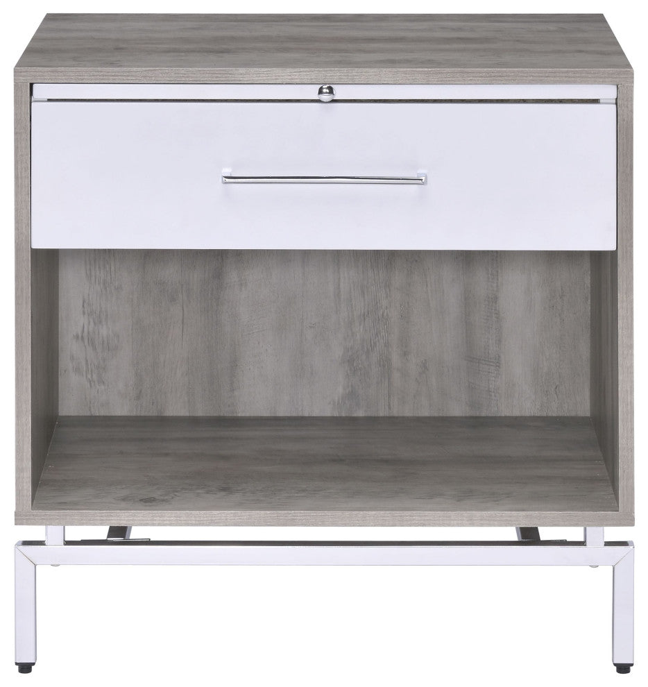 Cistus Accent Table, Gray Oak and White