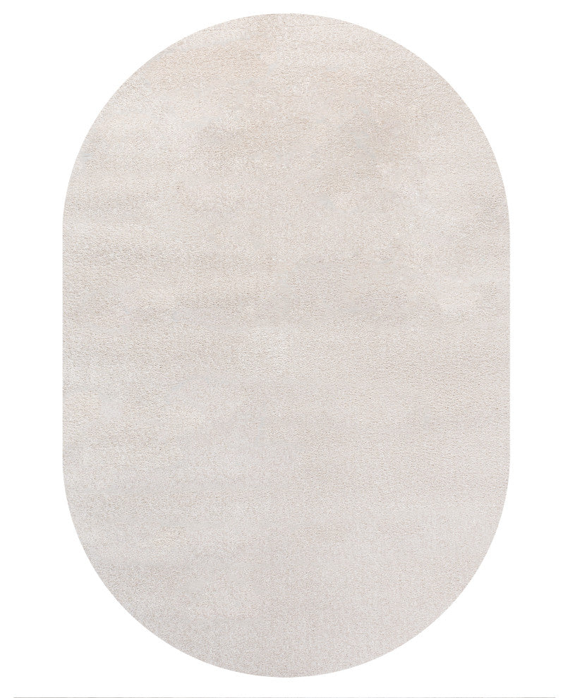 Haze Solid Low-Pile Ivory 5 ft. x 8 ft. Oval Area Rug
