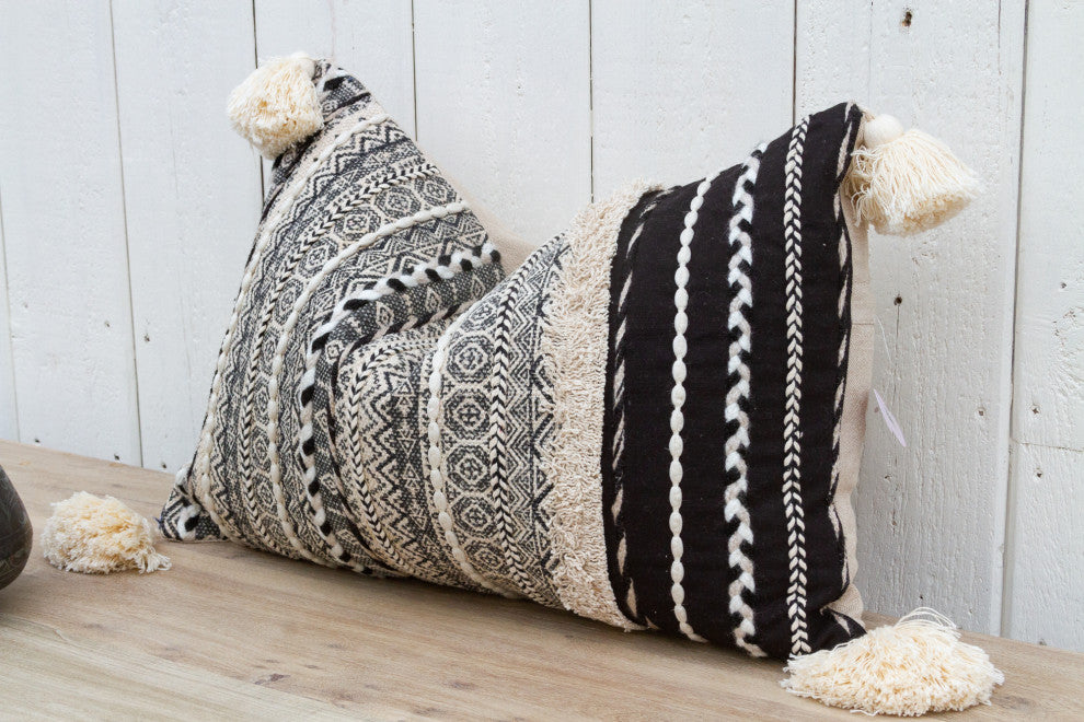 Metallic Gray Nomadic Moroccan Lumbar Pillow