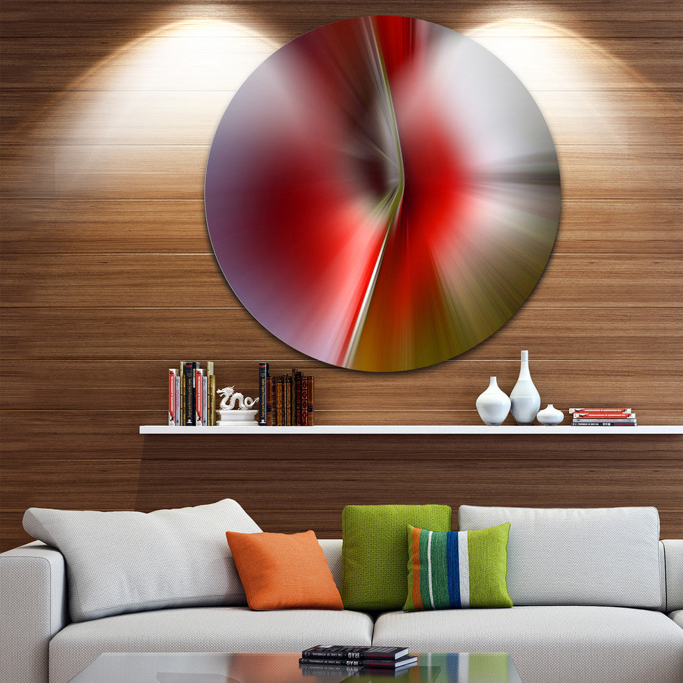 Explosion Of Red On Purple, Abstract Digital Art Disc Metal Art, 11"