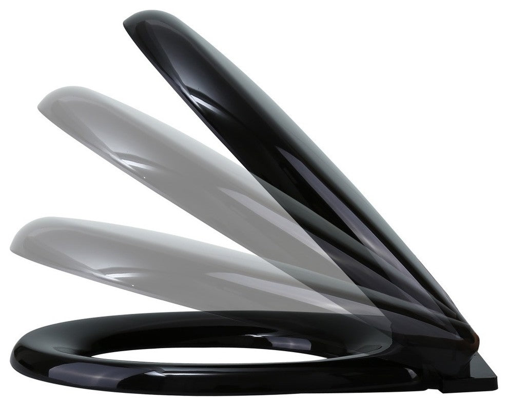 Slow Easy Close Toilet Seat No Slam Plastic Black Round Toilet Seat Lid