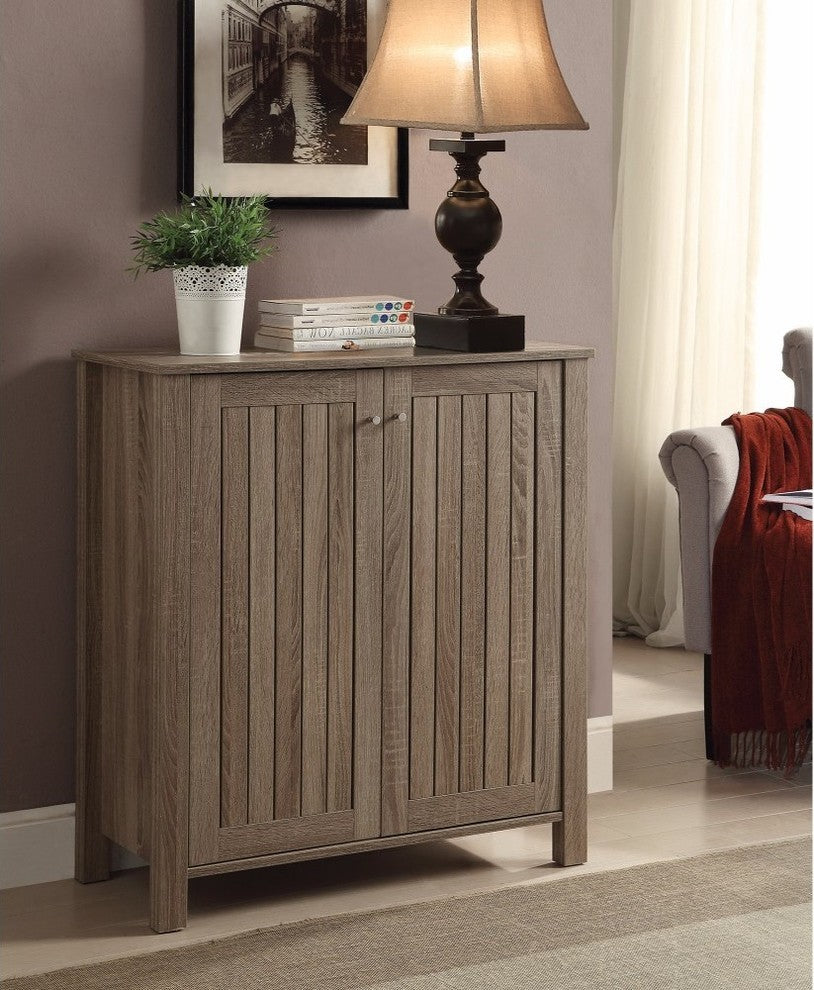 Benzara BM160228 Sophisticated Wooden Shoe Cabinet, Gray