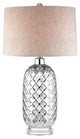 1-Light Quatrefoil Table Lamp Chrome Plating Louis Linen Shade