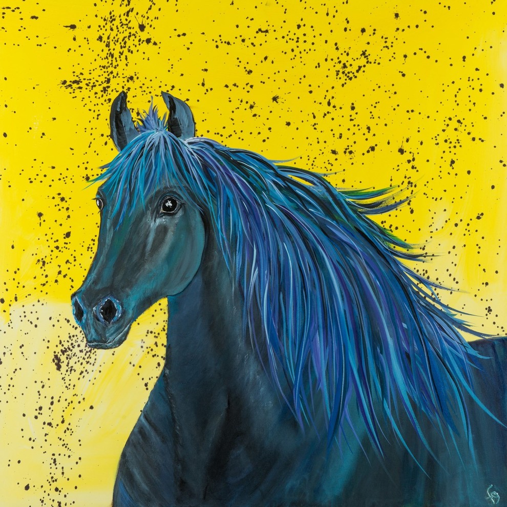 "Blu" Painting Print on Wrapped Canvas, 24"x24"