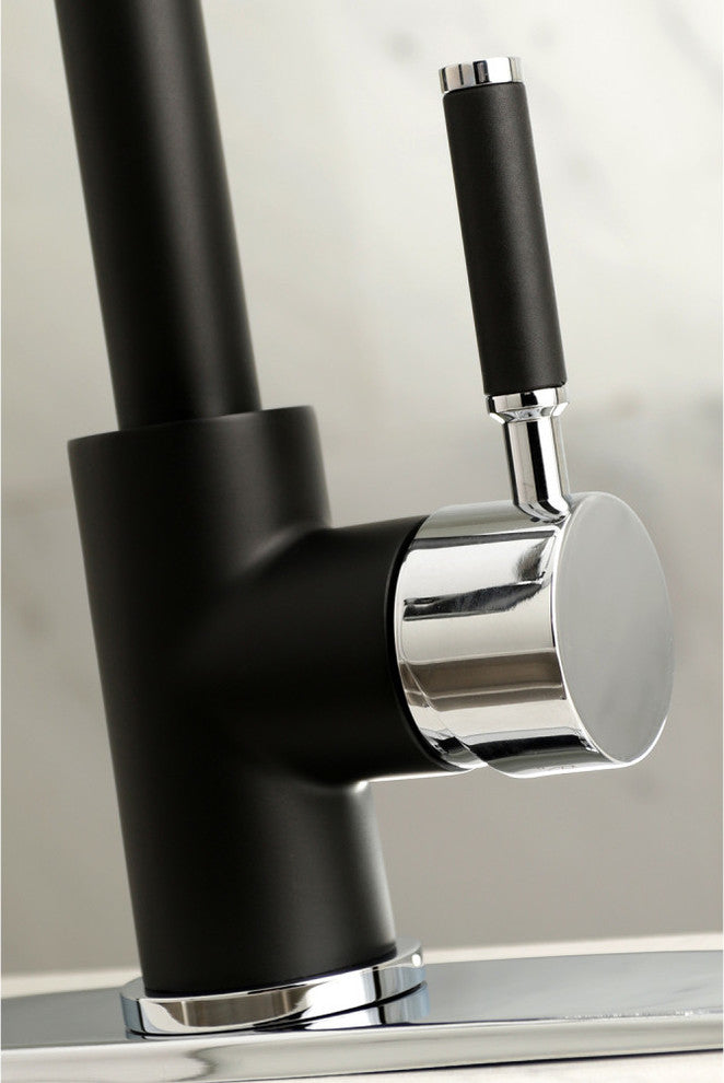 Gourmetier Single-Handle Pre-Rinse Kitchen Faucet, Matte Black/Polished Chrome
