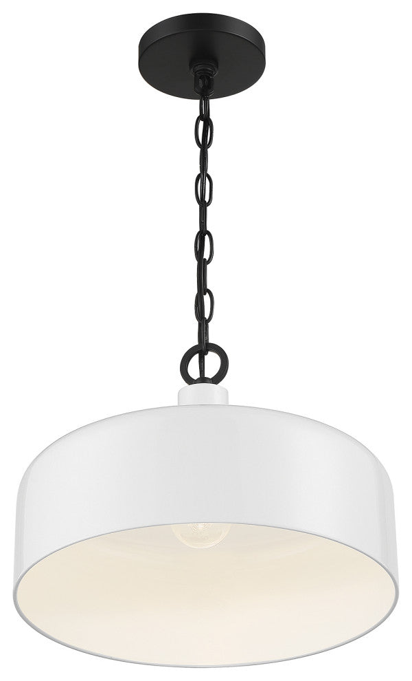 1-Light Pendant, Weathered Gray With Black, White With Black