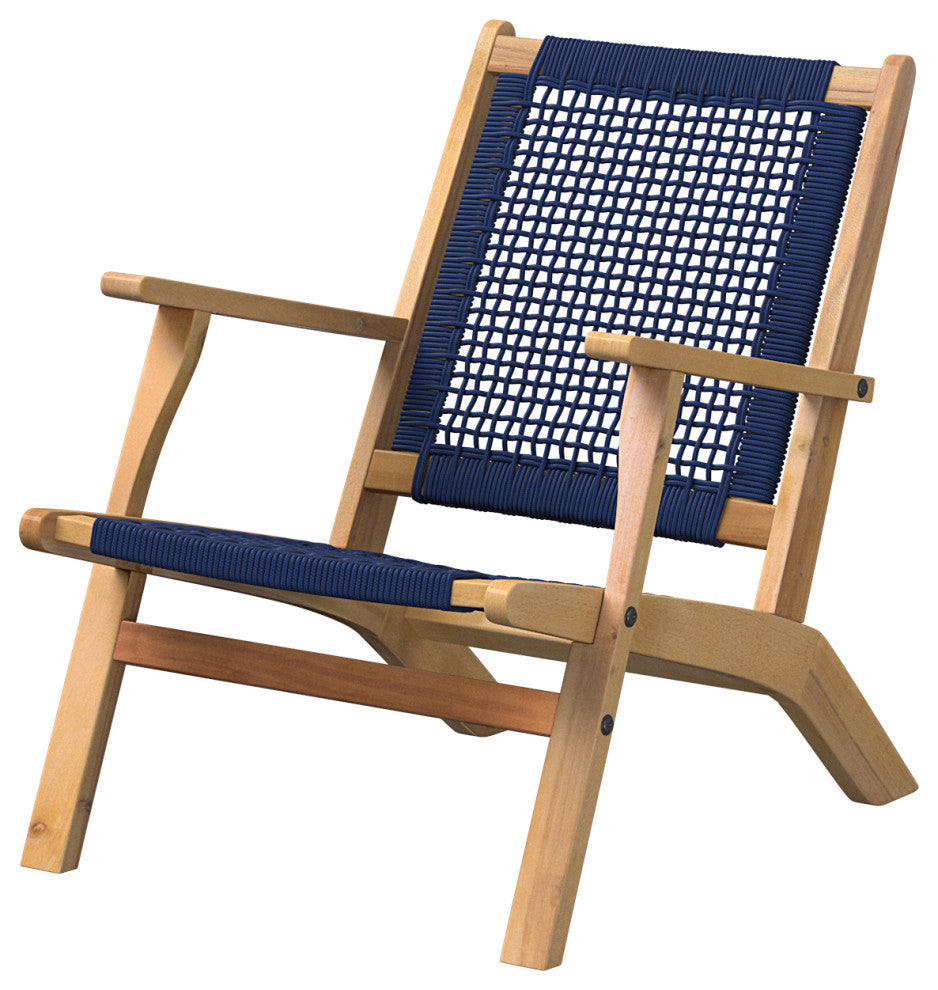 Vega Natural Stain Outdoor Chair in Navy Blue Cording
