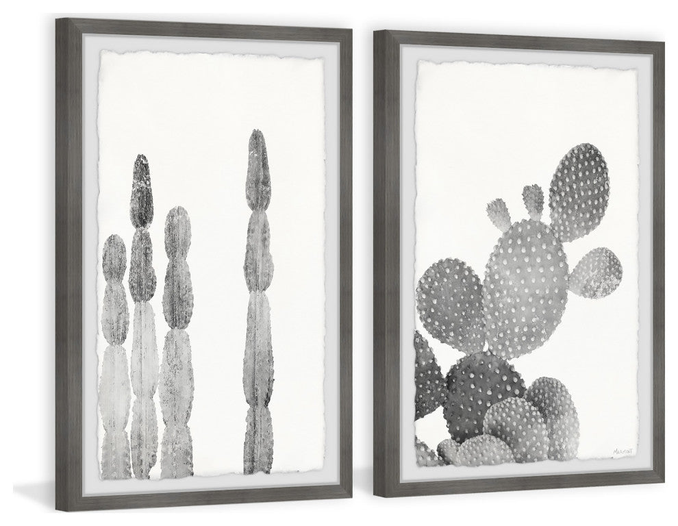 Textured Cactus Diptych, 2-Piece Set, 8x12 Panels