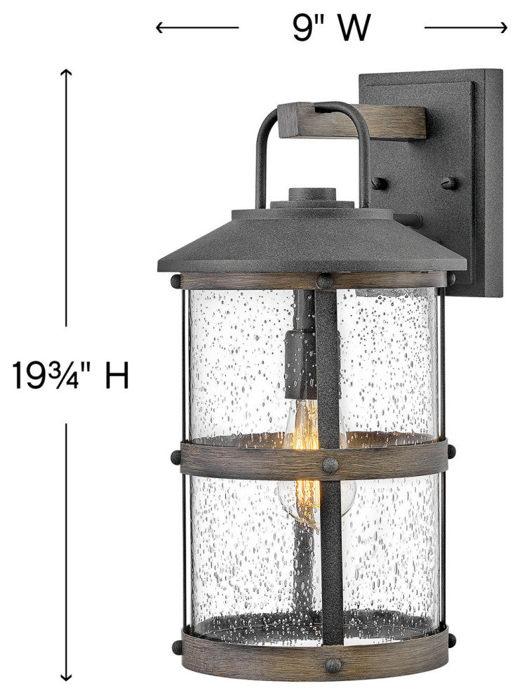 Hinkley Lakehouse Medium Wall Mount Lantern, Aged Zinc