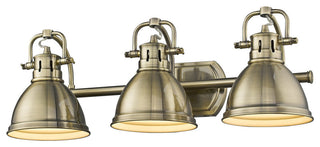 Golden Duncan 3 Light Bath Vanity, Aged Brass, Aged Brass Shades