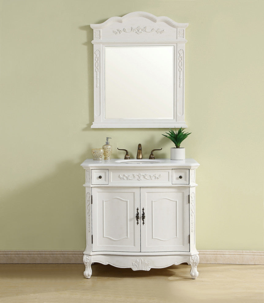 Bathroom Vanity, Antique White, 36", Single Sink