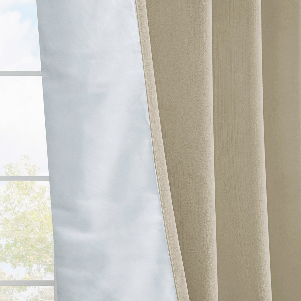 Heritage Plush Velvet Curtain Single Panel, Au Lait Creme, 50"x120"
