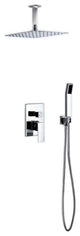 Aqua Piazza Set, 12" Ceiling Mount Square Rain Shower and Handheld, Chrome