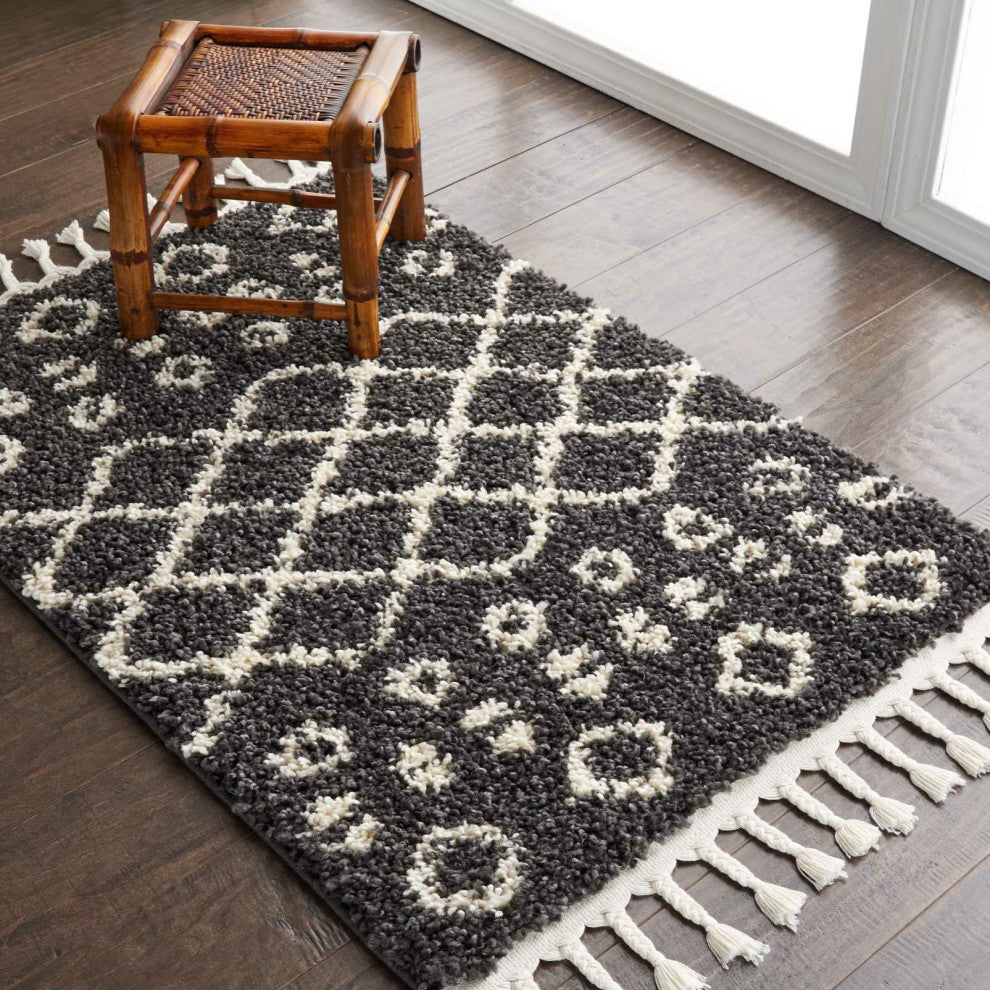 Nourison Marrakesh Shag MRK02 8' Runner Charcoal Rug