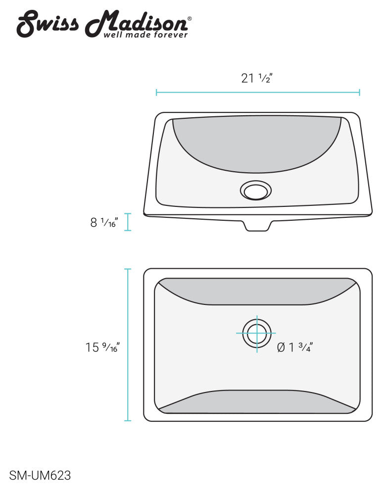 Plaisir 21" Rectangular Under-Mount Bathroom Sink