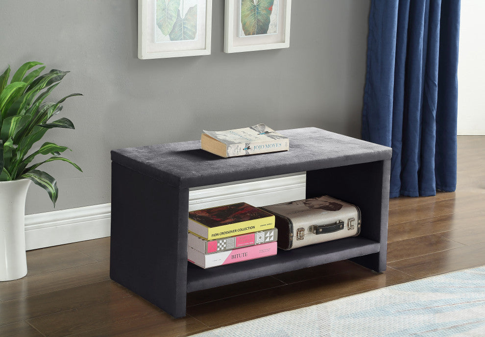 Cleo Velvet Night Stand, Gray