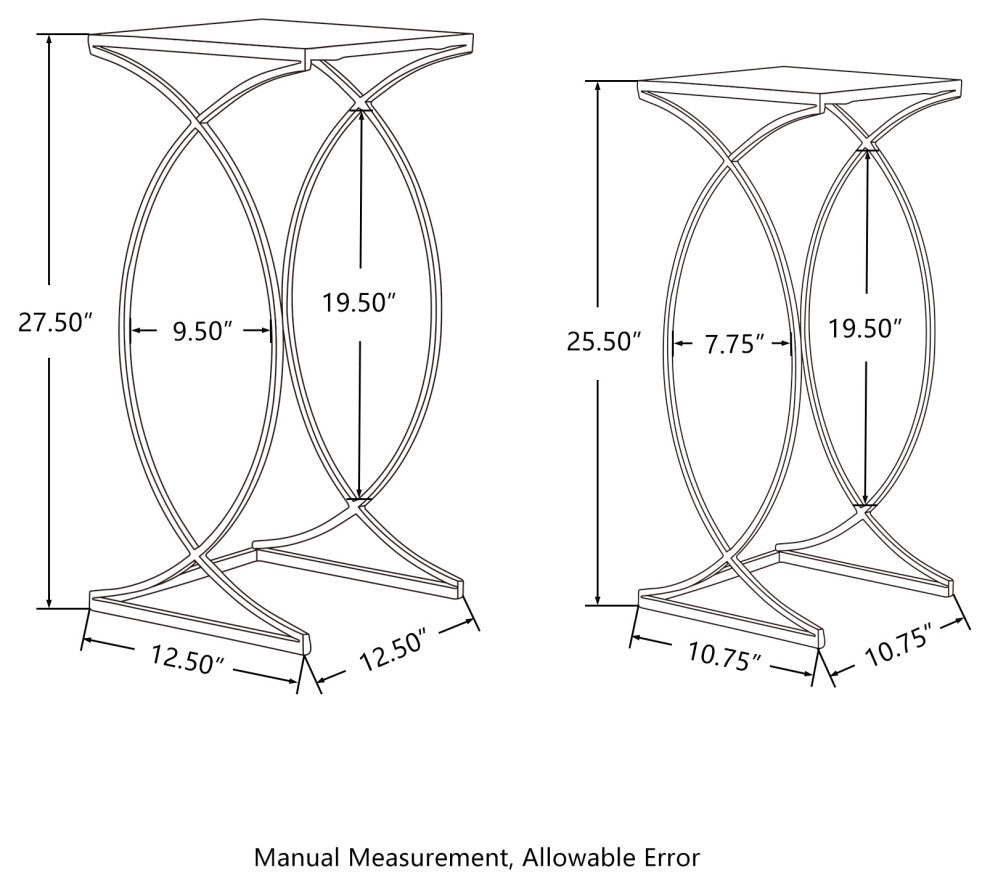 Metal With Glass Accent Table, Set of 2, Silver