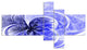 Blue Light Fractal Flower Pattern, Abstract Canvas Art Print, 60"x32", 5 panels