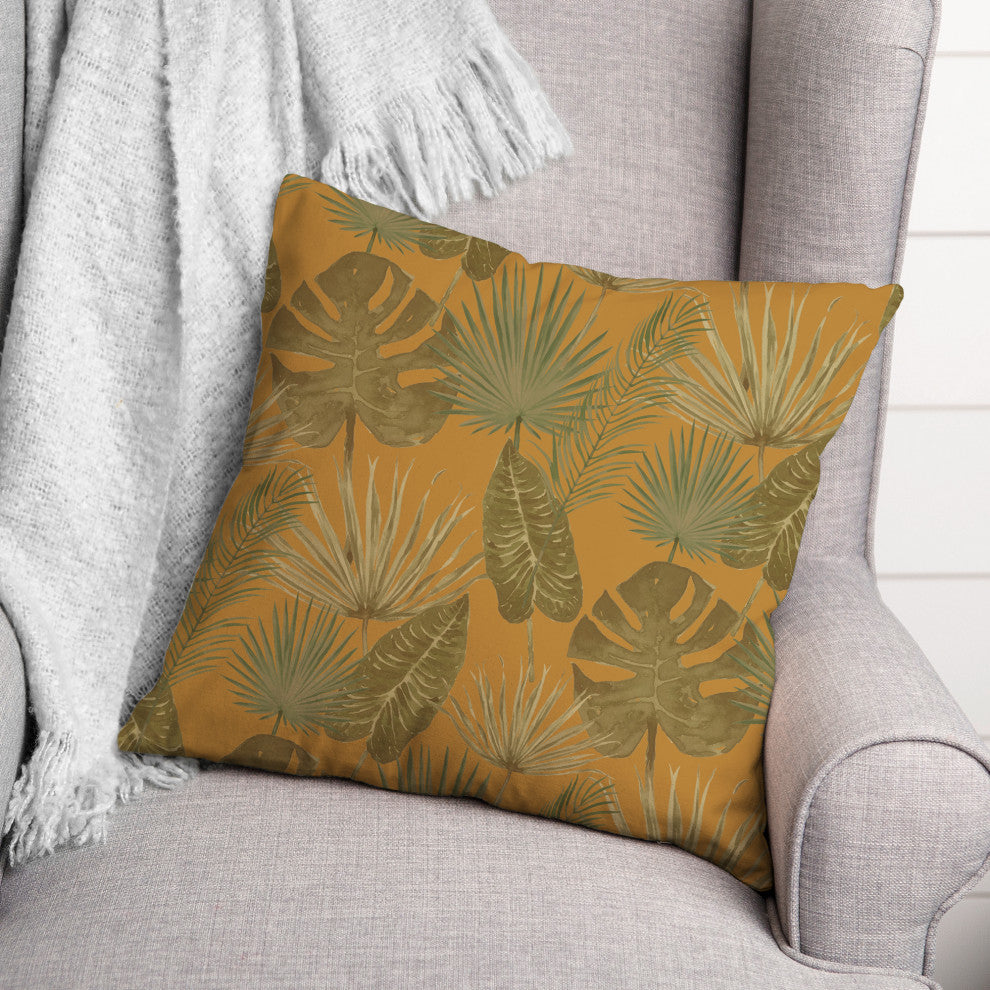 Tropical Palm Yellow 18x18 Spun Poly Pillow