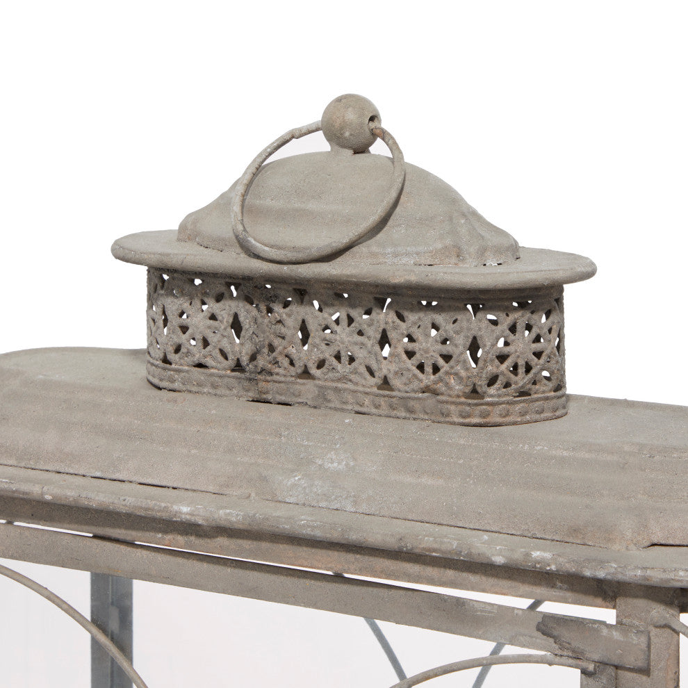 Brown Iron Rustic Candle Holder Lantern, 18" x 15" x 6" 52923