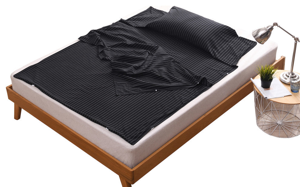 Travelux Hotel Camping Airbed Travel Sheet Set, Carrying Bag, Black Stripe, Twin