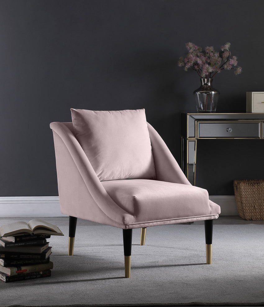 Elegante Velvet Upholstered Accent Chair, Pink