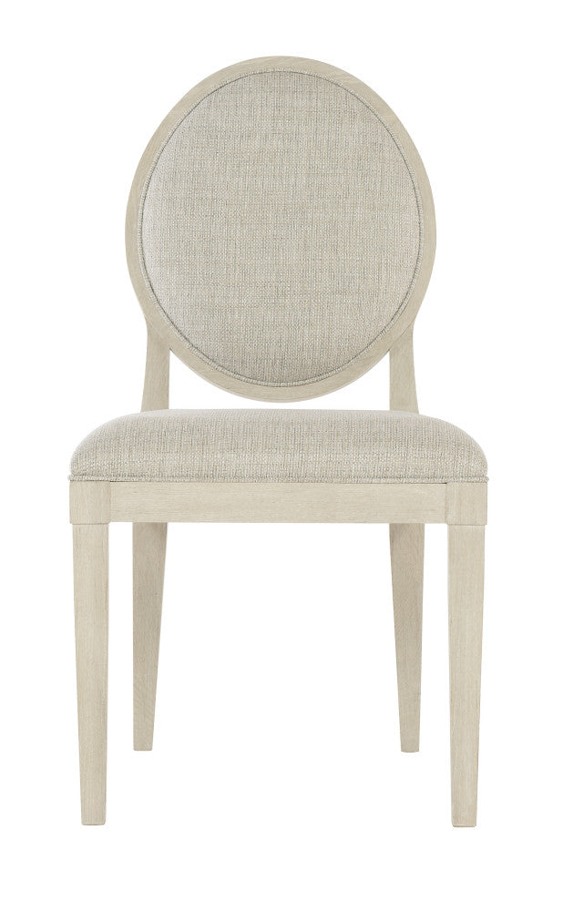 Bernhardt East Hampton Oval Back Side Chair, Cerused Linen