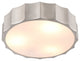 Iron Wave Flushmount Light With White Frosted Acrylic Cover, Shiny Nickel
