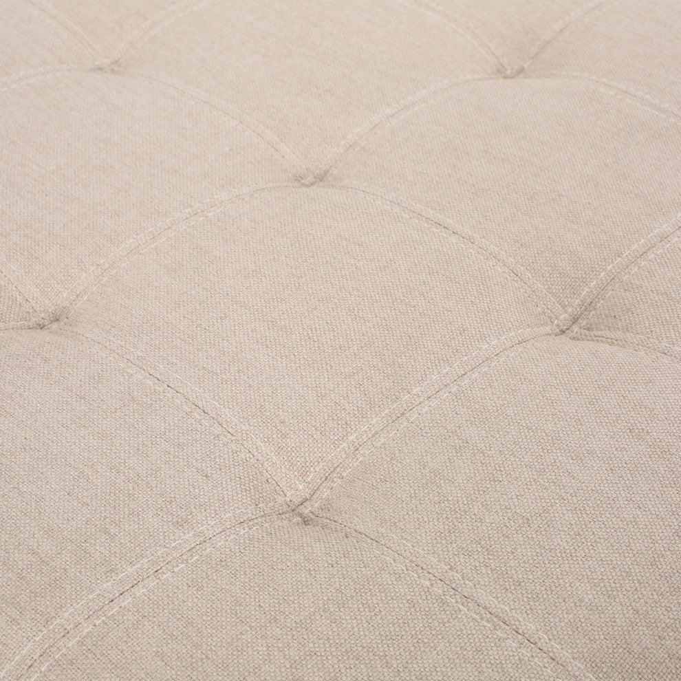 GDF Studio Lastoro Contemporary Tufted Storage Ottoman, Wheat and Dark Brown, Fabric