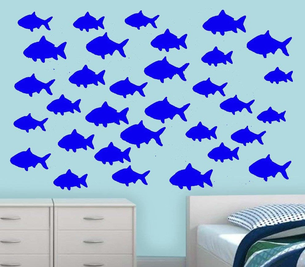 VWAQ Aquatic Animal Sticker, School Of Fish Wall Decor, Blue