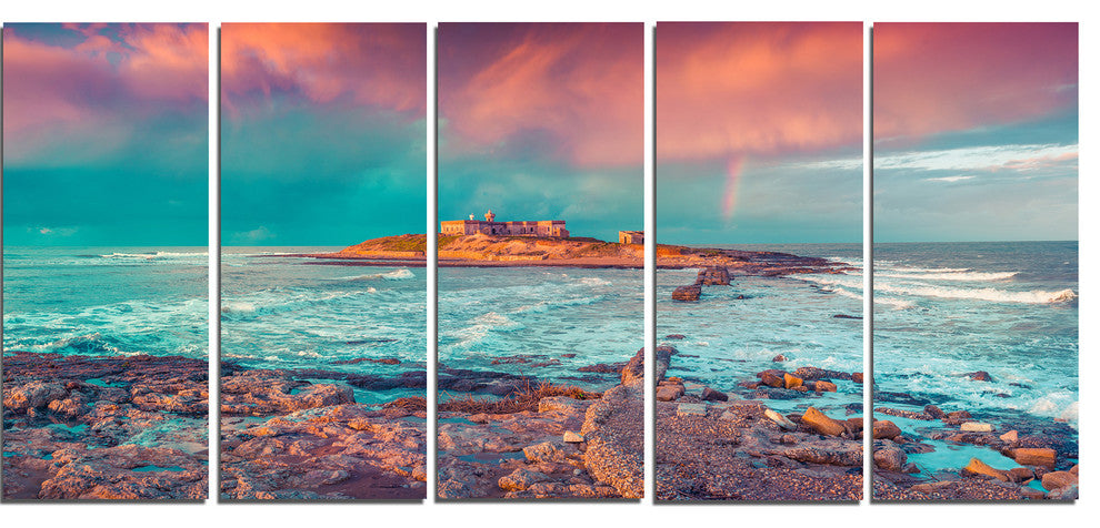 "Blue Waters in Spring" Seascape Canvas Photo Print, 5 Panels, 60"x28"