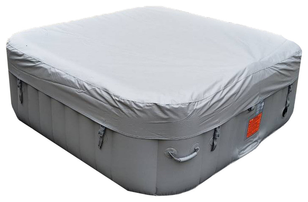 Aleko Square Inflatable Jetted Hot Tub Spa With Cover, 6 Person, 265 Gallon